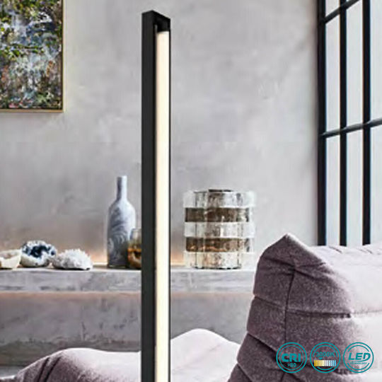 Viokef Tiffany LED Φωτιστικό Δαπέδου Υ161xΜ24εκ. με Θερμό Λευκό Φως 1880lm Μαύρο