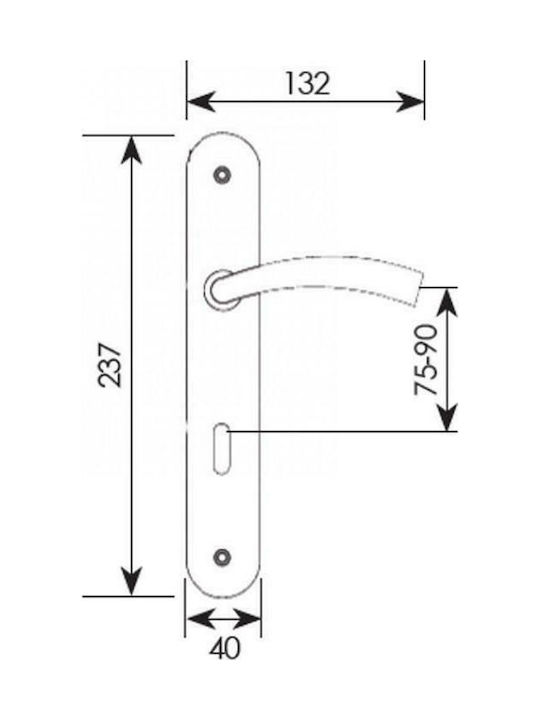 Import Hellas Lever Middle Door with Plate 215 Pair (Center Distance 75mm) Nickel