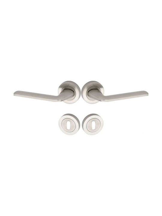 Import Hellas Lever Middle Door with Rosette Z-008 Z-008 Pair Nickel