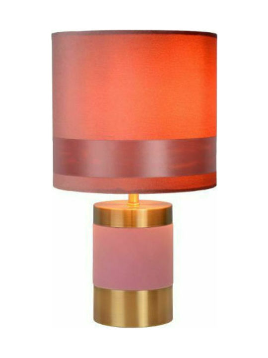 Lucide Lightning Extravaganza Frizzle Metal Table Lamp for Socket E14 with Pink Shade and Base