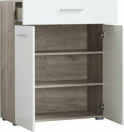Beny Sideboard Wooden with Drawers Grey Oak / White Lacquer 79x35x97.5cm