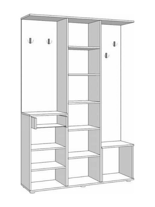 Martin Entry Furniture with Mirror / Hanger / Shoe Rack & Wardrobe Concrete / White 133.5x33x197.5cm