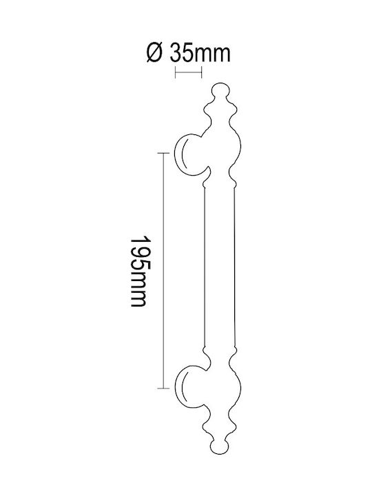 Viometale Handgriff Vordertür 04.6000 195mm URL