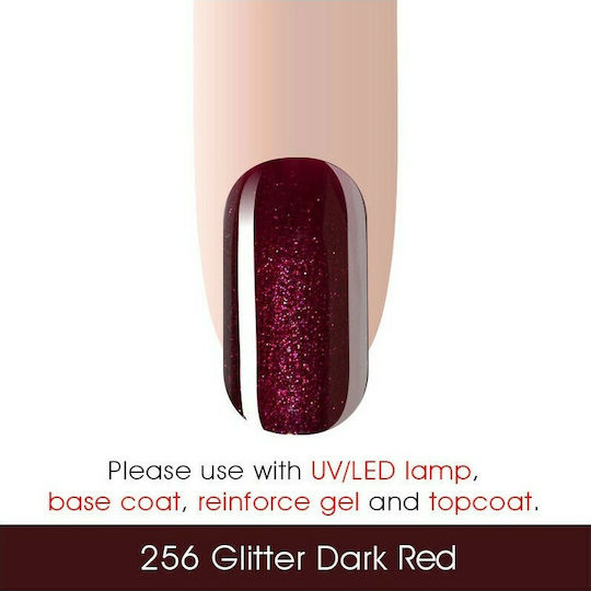 Canni Classic Ημιμόνιμο Βερνίκι Νυχιών 256 Glitter Dark Red με Glitter 7.3ml
