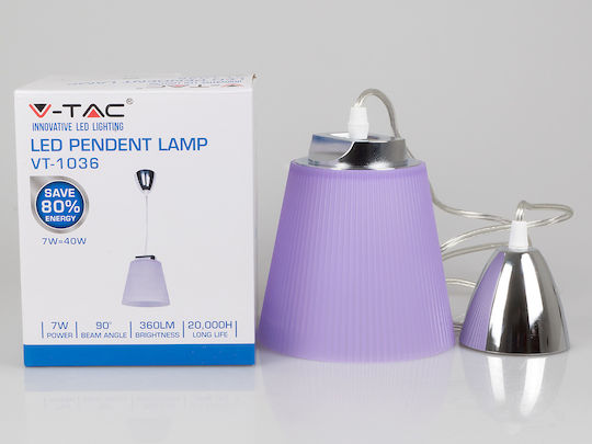 V-TAC Висящо Осветително Тяло Лилав 15x9.5x125см.