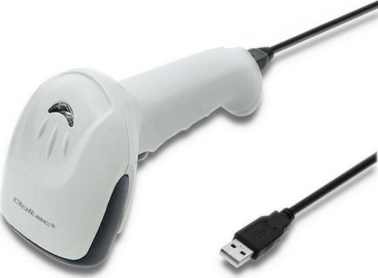 Qoltec Scanner portabil Cu fir cu capacitate de citire a codurilor de bare 1D