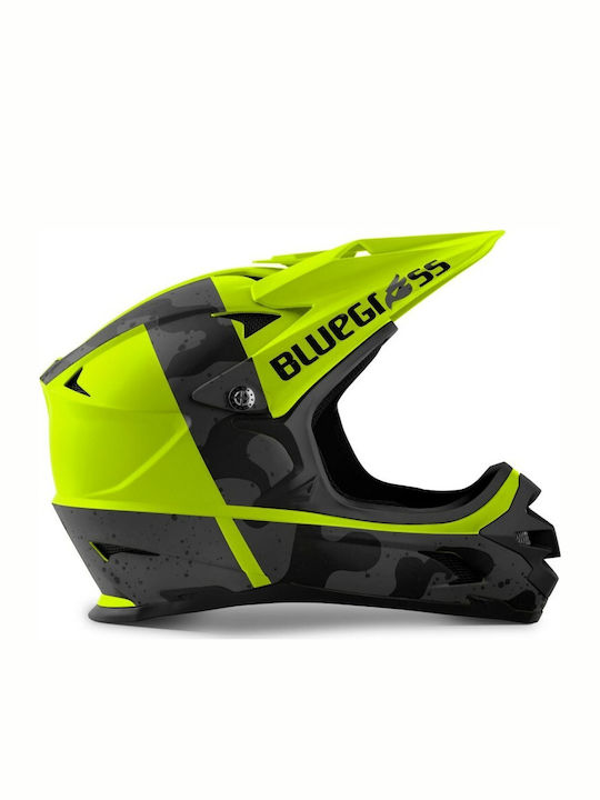 Bluegrass Intox Volles Gesicht Fahrradhelm Abfahrtslauf Black Camo/Fluo Yellow Matt