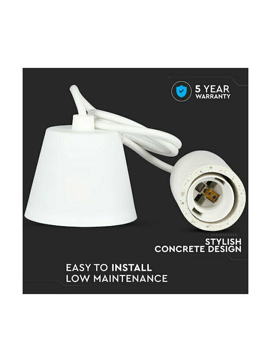 V-TAC Cement Pendant Light White with Socket E27 5x9.5x105cm