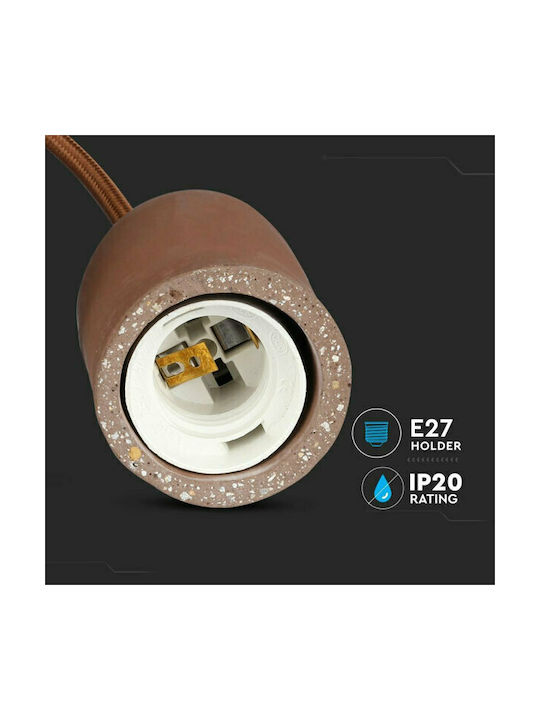 V-TAC Vt-7668 Κρεμαστό Φωτιστικό Καφέ με Ντουί E27 5x9.5x105εκ.