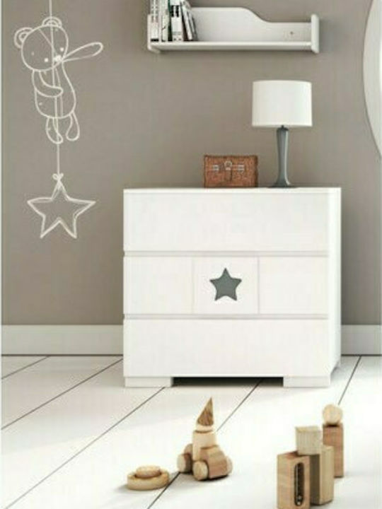 Casababy Stars Σετ Βρεφικού Δωματίου με Κρεβάτι & Συρταριέρα Λευκό / Γκρι