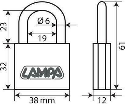 Lampa Standard Μπρούτζινο Λουκέτο Πέταλο με Κλειδί 50mm 50mm