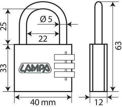 Lampa Padlock Λουκέτο Πέταλο Συνδυασμού 40mm