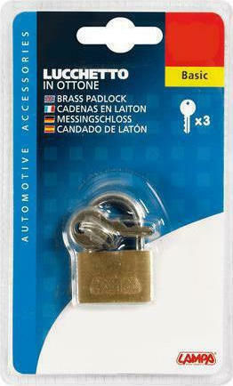 Lampa Basic Steel Padlock Brass with Key 30mm 30mm 1pcs