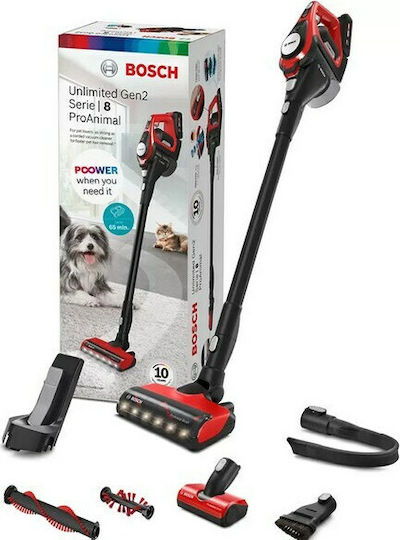 Bosch BBS8214PET Επαναφορτιζόμενη Σκούπα 2 σε 1 Stick & Χειρός 18V Κόκκινη