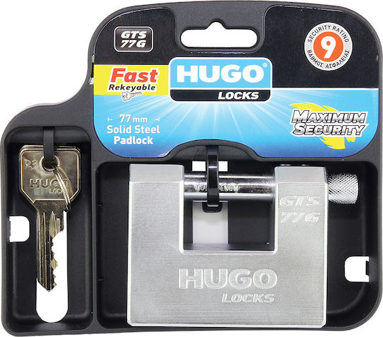 Hugo Locks GTS 77G Steel Padlock Monoblock with Key 77mm 1pcs