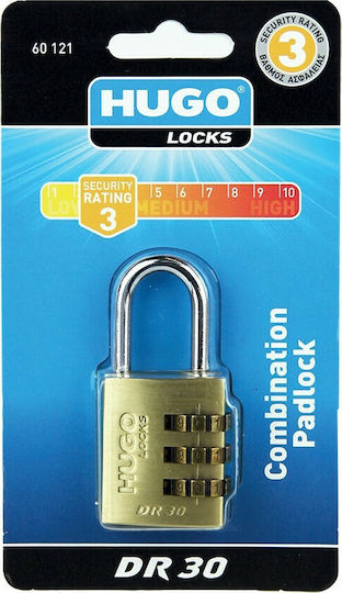 Hugo Locks Steel Padlock Brass Combination Brass 40mm 1pcs
