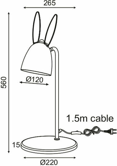 Aca Kids Desk Lamp Bunny Pink 12x12x56εκ.