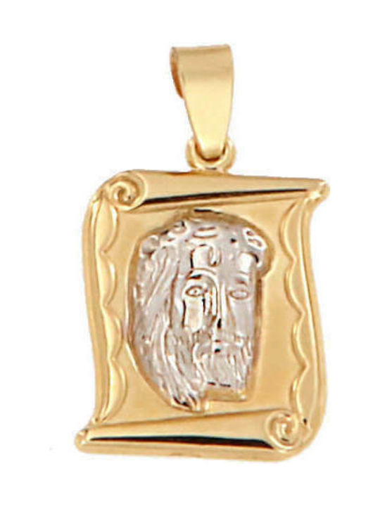 KosmimaDoro Anhänger Kinder Amulett Beidseitig mit Jesus Christus aus Gold 9K X002