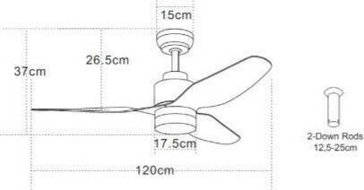 Zambelis Lights Ventilator de Tavan 120cm cu Lumină și Telecomandă Bej