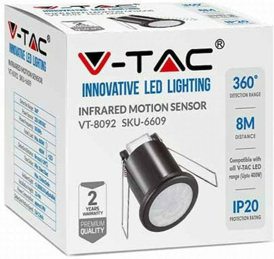 V-TAC VT-8092 Wired Infrared Motion Sensor 360° Detection Scope 8m