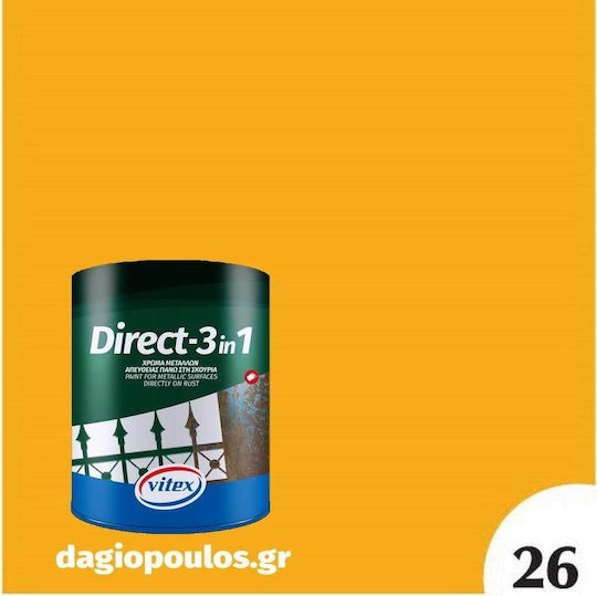Vitex Χρώμα Αντισκωριακό Διαλύτου Direct-3 In 1 0.75lt Λευκό Γυαλιστερό