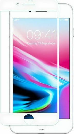 Forever Antibacterial Full Face Tempered Glass White (iPhone SE 2020 / 8 / 7)