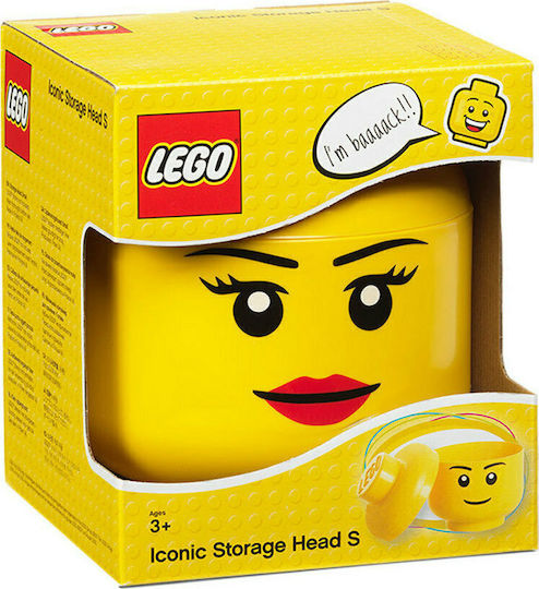 LEGO Kinder Aufbewahrungsbox aus Kunststoff S Girl Head Gelb 16x16x18cm 1Stück