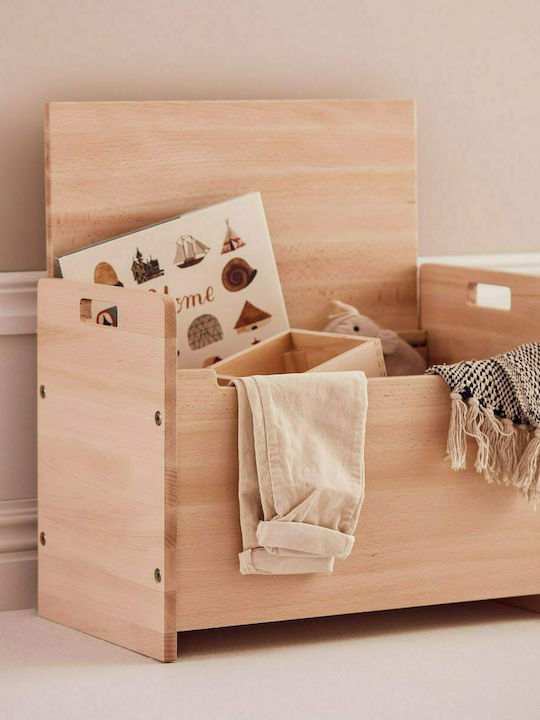 Kids Concept Παιδικό Σκαμπό με Αποθηκευτικό Χώρο από Ξύλο Saga Μπεζ 50.5x48x36.5cm