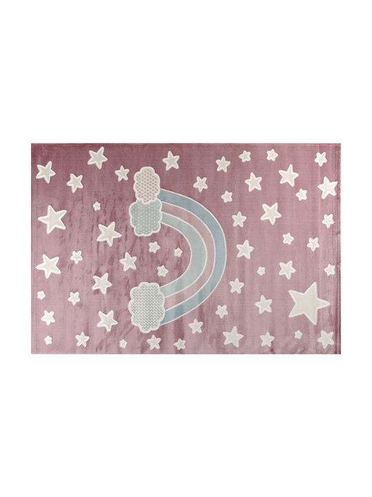 Tzikas Carpets 33076-055 Kinder Teppich Sterne Rosa 160x230cm Dicke 11mm