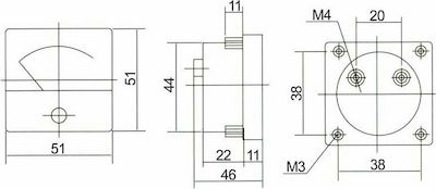 Ampermetru Contor Electric Ampermetru de panou 20A DC (51x51mm) DM-2153