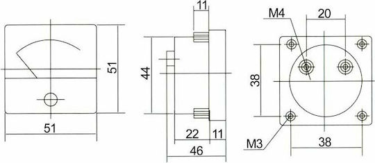 Electric Panel Ammeter Αμπερόμετρο Πίνακα 30A DC (51x51mm) DM-4640