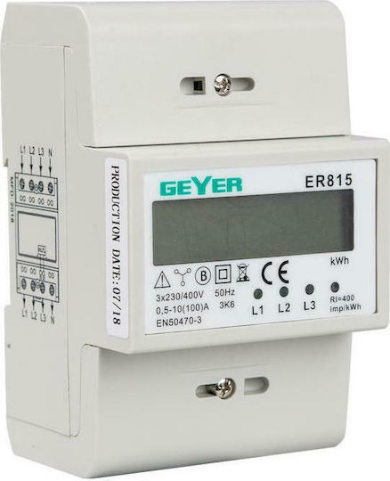 Geyer Electric Panel Pulse Counter Τριφασικός Ψηφιακός 100A ER815