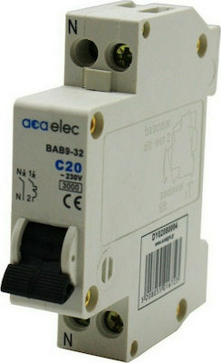 Aca 2-Poles Automatic Circuit Breaker 20A 2X20Α 3kA Τύπου C DY02080004