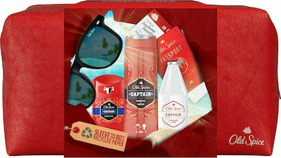 Old Spice Captain Hautpflegeset für Feuchtigkeitsspendend & Reinigung Körperreinigung mit Rasierwasser , Deodorant & Schaumbad 400ml