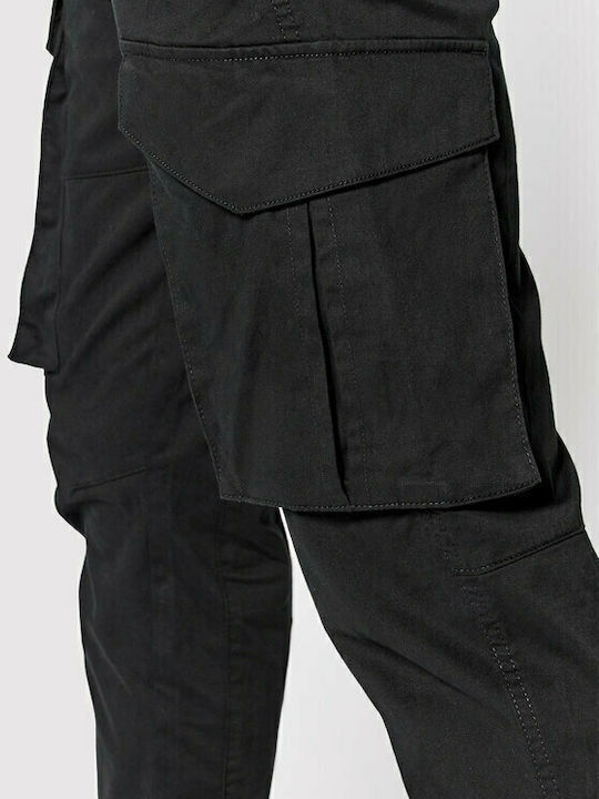 Cargo Herrenhose Elastisch in Reguläre Passform Schwarz