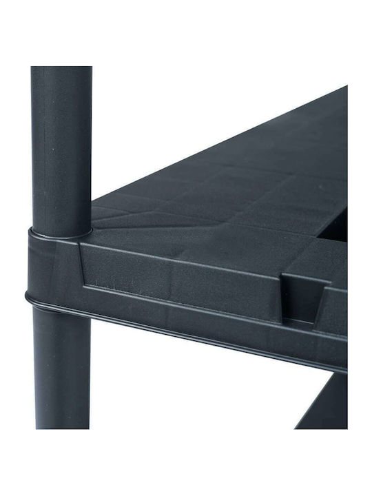 Ραφιέρα Πλαστική με 4 Ράφια Μαύρη 2 τμχ 90x40x138cm
