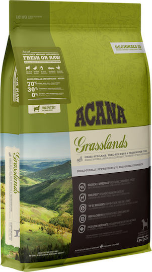 Acana Grasslands 11.4кг Суха Храна за Кучета без Зърнени храни и Глутен с Агнешко и Птици