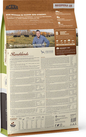 Acana Ranchlands 11.4кг Суха Храна за Кучета без Зърнени храни с Агнешко и Месо