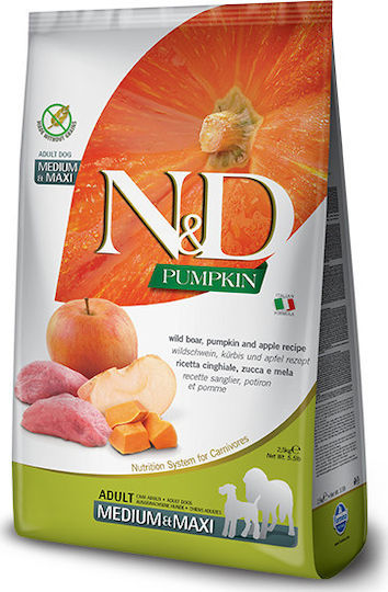Farmina N&D Pumpkin Medium & Maxi 12kg Ξηρά Τροφή χωρίς Σιτηρά για Ενήλικους Σκύλους Μεσαίων & Μεγαλόσωμων Φυλών με Χοιρινό και Κολοκύθα