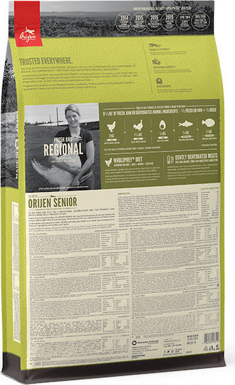 Orijen Senior 11.4kg Dry Food Diet, Grain-Free for Senior Dogs with Turkey and Chicken