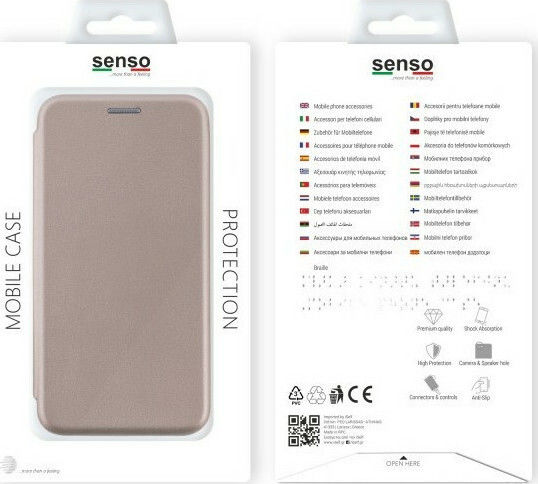 Senso Oval Stand Book Piele artificială Auriu (iPhone XS Max)