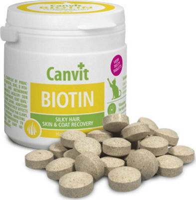 Canvit Biotin Silky Hair Vitamin Katze Katzen-Nahrungsergänzungsmittel für Haut & Fell 100 Tabletten