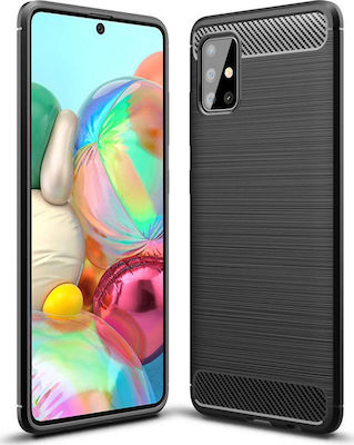 Forcell Carbon Silicone Back Cover Black (Galaxy A71)