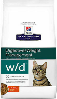 Hill's Prescription Diet w/d Feline Digestive/Weight Management Dry Diet Adult Cat Food for Gastrointestinal Disorders with Chicken 5kg