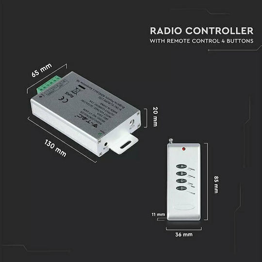 V-TAC Ασύρματο RGB Controller RF με Τηλεχειριστήριο 3303
