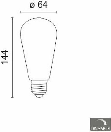 Spot Light Vintage Λάμπα LED 7W για Ντουί E27 και Σχήμα ST64 Θερμό Λευκό 540lm Dimmable