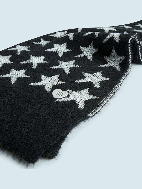 Kids Knitted Scarf Bruna Printed Black