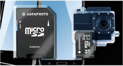 AgfaPhoto Professional microSDXC 64GB Klasse 10 U3 V30 A1 Hohe Geschwindigkeit mit Adapter