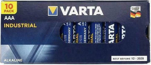 Varta 10 Pack Alkaline Batteries AAA Industrial 1.5V