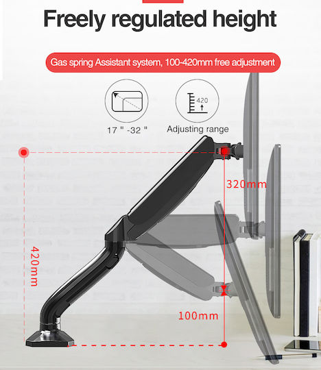 KALOC Stand Desk Mounted for 2 Monitors up to 32" with Arm (KLC-DS90-2)